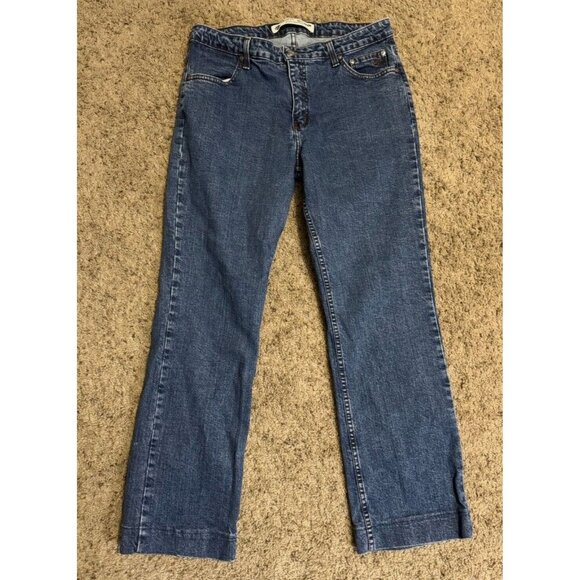 HARLEY DAVIDSON Womens Bootcut Jeans Denim Biker Moto Sz 12 (32x28) Hemmed - Picture 1 of 12